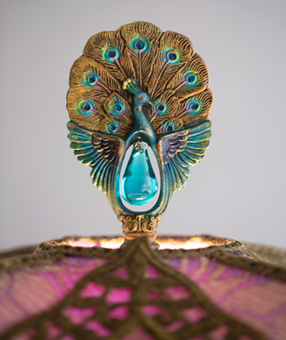 Detail of Antique Peacock Lamp Finail