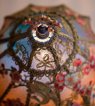 Blue Cherry Blossoms Victorian Lampshade