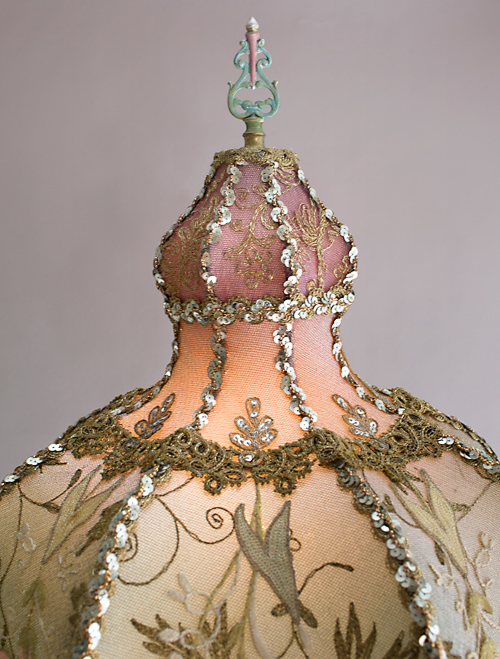 Turkish style Victorian lampshade with beads and antique textiles detail