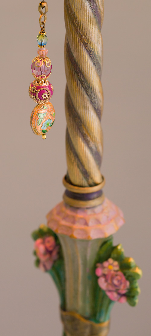 Detail of 3 Pairs of French Lovebirds Antique Turban Floor Lamp