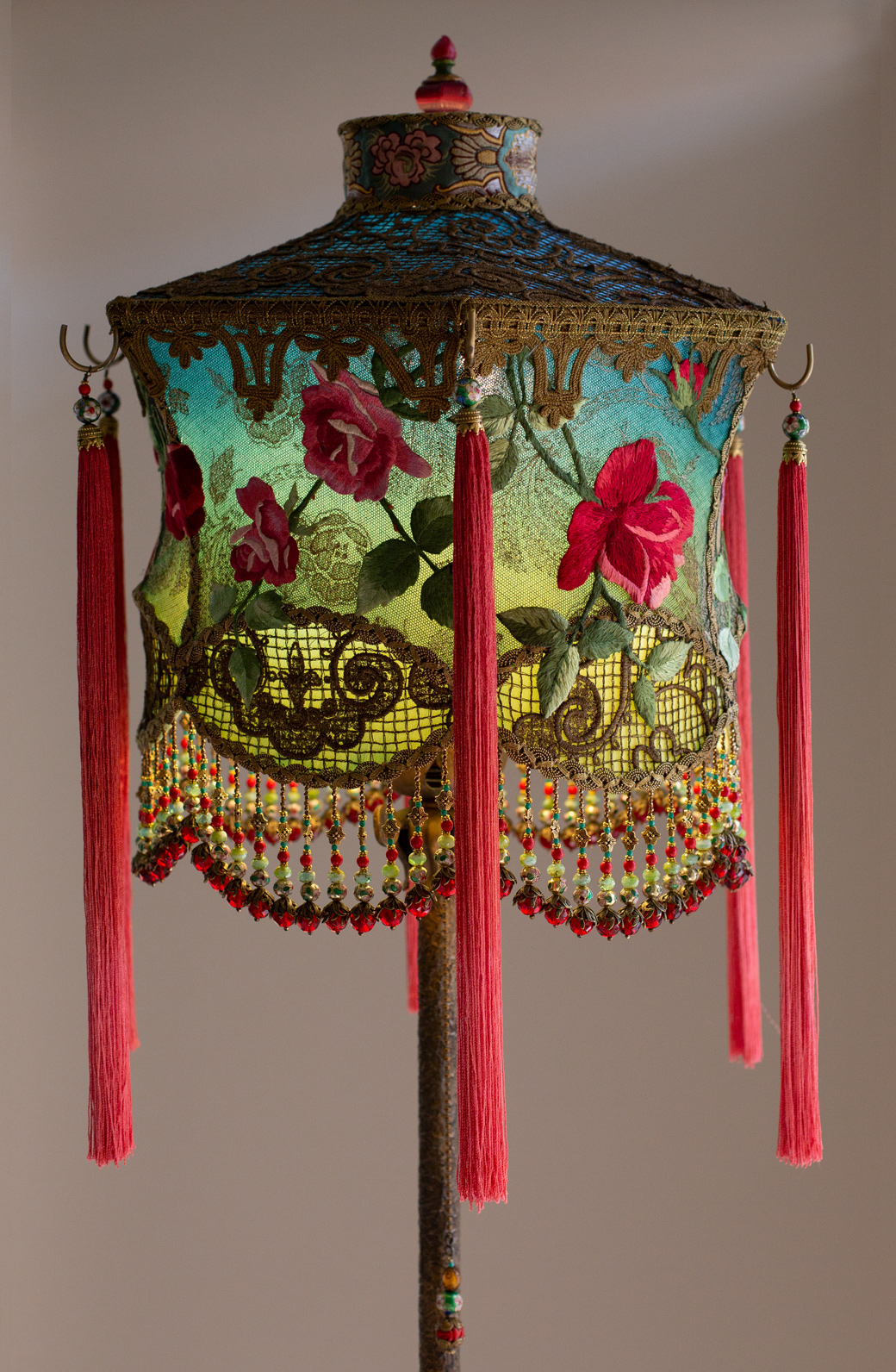 Hong Kong Lantern with Red Roses  by Christine Kilger Nightshades