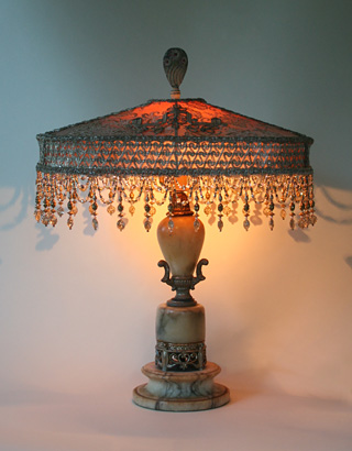Oval Antique Beaded Lamp