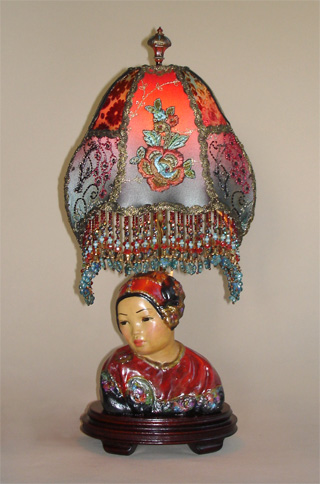 Esther Hunt Lamp with Beaded Lampshade