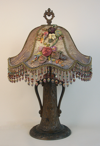 Lampshade with metallic lace
