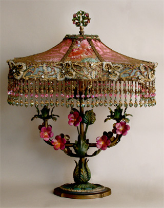 Pair of Shabby Tole Pink Lamps
