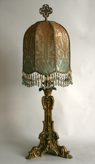antique gold candlestick lamp with custom shade