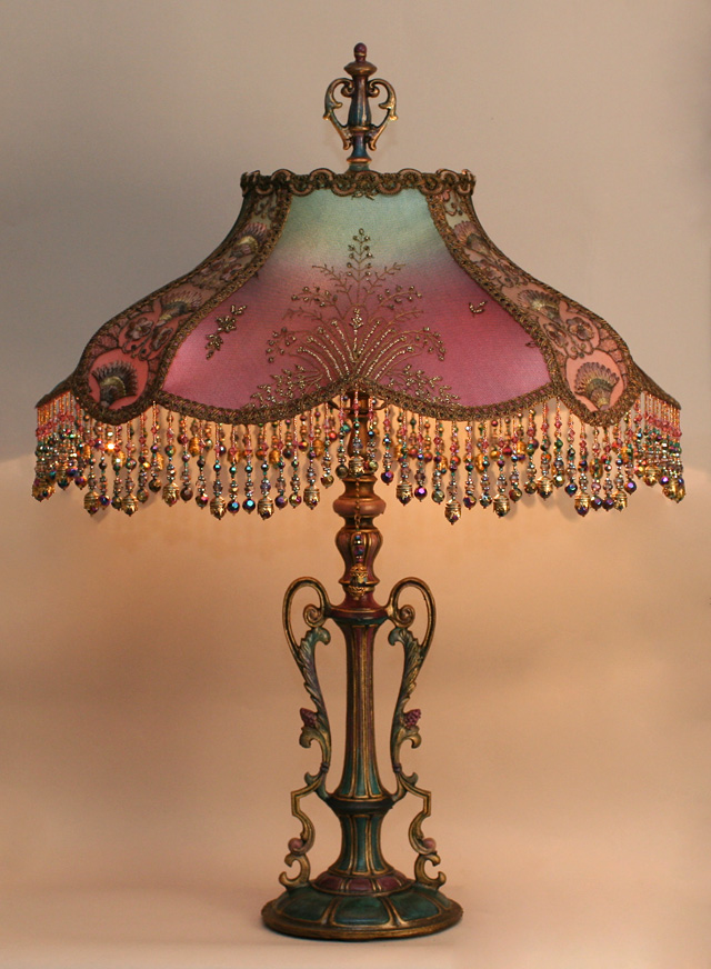 Art Nouveau style victorian lampshade beads