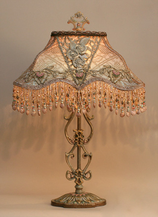 Edwardian Style Lampshade on Antique Lamp Base