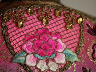 detail of victorian ribbon roses