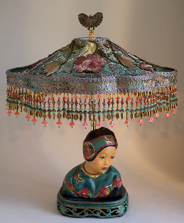 Esther Hunt Chinoiserie Lamp with Victorian Lampshade