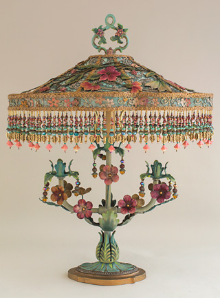 Victorian Lampshade with Chinoiserie Embroidery
