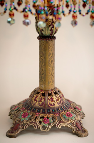 Byzantine Jewel Victorian Lampshade with beads and antique fabrics