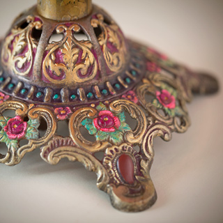 Byzantine Jewel Victorian Lampshade with beads and antique fabrics