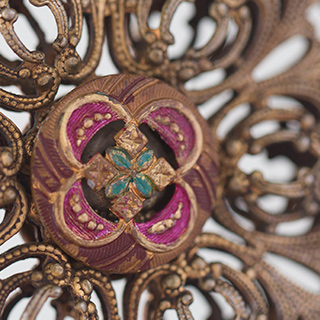 Byzantine Jewel Victorian Lampshade with beads and antique fabrics