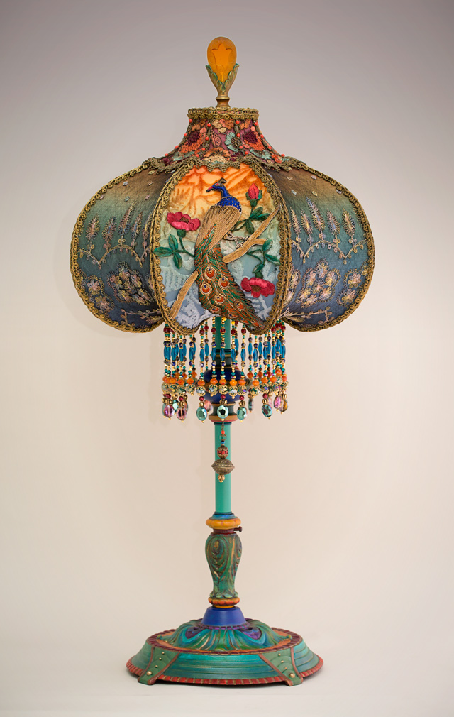 Peacock Victorian Lamp and Shade