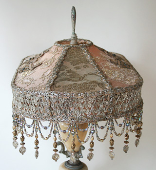 oval antique beaded lamp