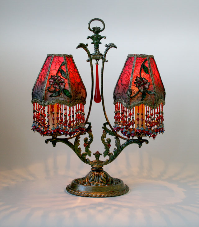 Antique metallic lace lamp