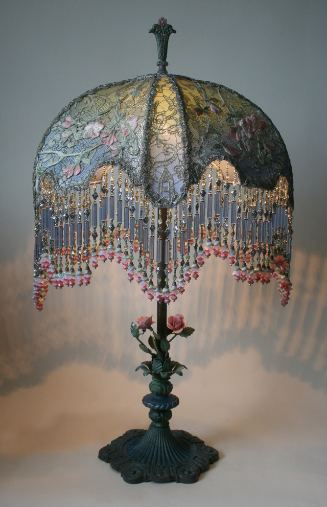 Victorian Shadowbox Lampshade with French Embroidery