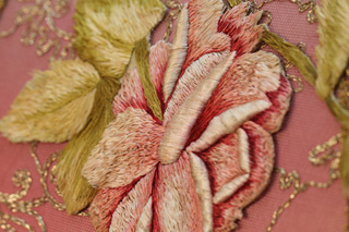 detail of victorian ribbon roses