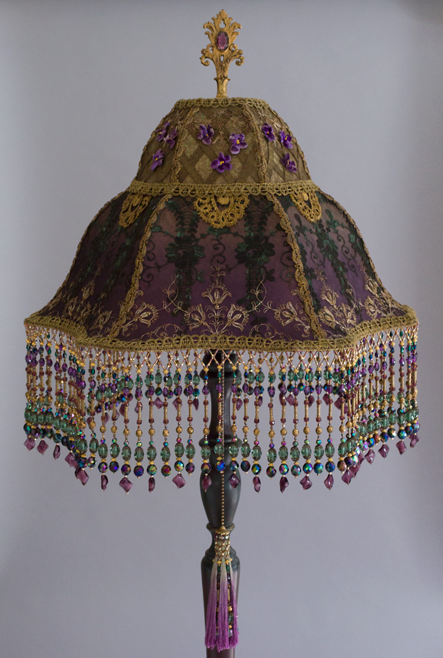 victorian lampshade with violets