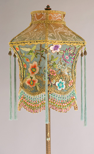 Victorian Lampshade with Antique Chinese Textiles 